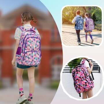 Bansusu Geometric Print Kids Backpack for School and Travel - Stylish, Spacious & Comfy