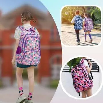 Bansusu Geometric Print Kids Backpack for School and Travel - Stylish, Spacious & Comfy