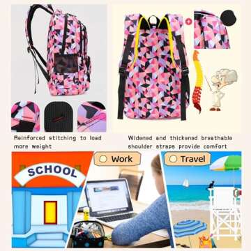 Bansusu Geometric Print Kids Backpack - Ideal for School