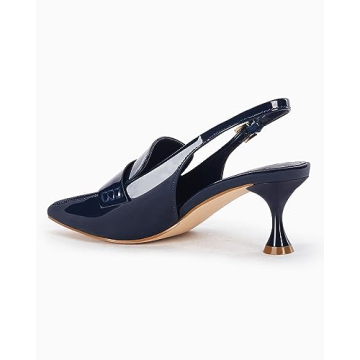 Coutgo Women's Pointed Toe Kitten Heel Sandals Navy
