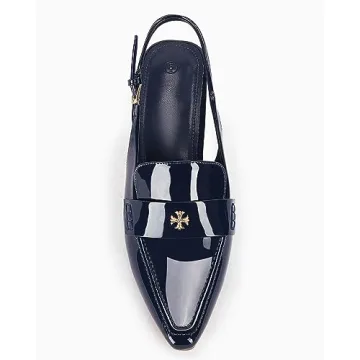 Coutgo Women's Pointed Toe Kitten Heel Sandals Navy