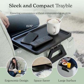 Shamrock Home Bamboo Trayble Couch Arm Table for All Couches