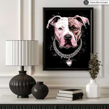 Poster Master Pit Bull Poster - Dog Portrait Print - Dog Art - Puppy Art - Minimal Art - Trendy Art - Modern Art - Animal Lover Art - Great Living Room or Office Wall Decor - 8x10 UNFRAMED Wall Art
