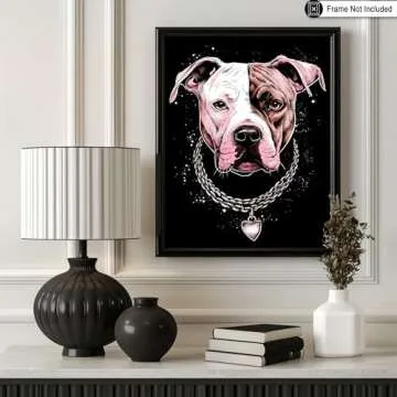 Poster Master Pit Bull Poster - Dog Portrait Print - Dog Art - Puppy Art - Minimal Art - Trendy Art - Modern Art - Animal Lover Art - Great Living Room or Office Wall Decor - 8x10 UNFRAMED Wall Art