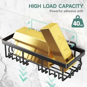 Veken Adhesive Shower Caddy 6-Pack for Modern Bathrooms