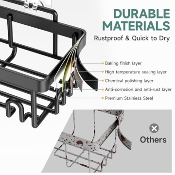 Veken Adhesive Shower Caddy 6-Pack for Modern Bathrooms