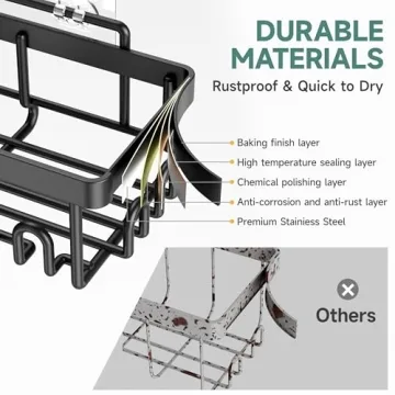 Veken Adhesive Shower Caddy 6-Pack for Modern Bathrooms