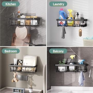 Veken Adhesive Shower Caddy 6-Pack for Modern Bathrooms
