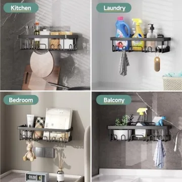 Veken Adhesive Shower Caddy 6-Pack for Modern Bathrooms
