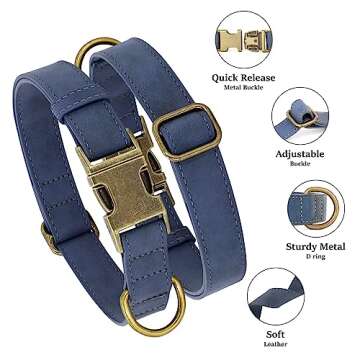 Didog Soft Leather Dog Collar, Durable Heavy Duty Dog Collars with Quick Release Metal Buckle, Adjus...