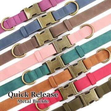 Didog Soft Leather Dog Collar, Durable Heavy Duty Dog Collars with Quick Release Metal Buckle, Adjustable Pet Collar Leather for Small Dogs, Blue, S