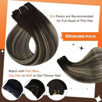 Full Shine Clip In Human Hair Extensions Ombre Style