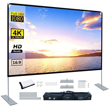 Projector Screen with Stand 100 inch Portable Projection Screen 16:9 4K HD Rear Front Projections Mo...
