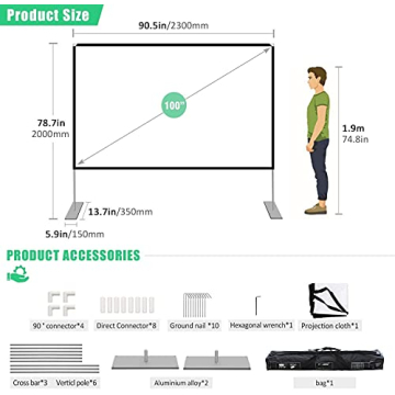 Premium Portable 100" Outdoor Projector Screen for Movie Nights