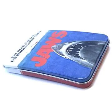 Jaws Amity Island Candy - One (1) Collectible Jaws Movie Poster Tin- Shark Teeth Shape - Sour Cherry Flavor