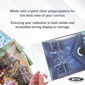 BCW Resealable Current/Modern Comic Bags - 200 ct | Acid-Free Modern Comic Bags for Current Issues | Exterior 6 7/8 x 10 1/2 inches | Crystal Clear Protection for Your Comic Collection