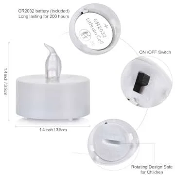 Tea Light, 12 Pack Flameless LED Tea Lights Candles Flickering Warm Yellow 200+ Hours Battery-Powered Tealight Candle. Ideal for Party, Wedding, Birthday, Home Decoration (12 Pack)