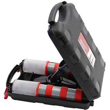 Twinkle Star Emergency Roadside Flares Kit LED Safety Strobe Road Warning Light Highway Beacon Alert Flare with Magnetic Base, Detachable Stand, Solid Storage Case (Set of 4)