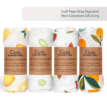 Baby Swaddle Blanket Upsimples Unisex Swaddle Wrap Soft Silky Bamboo Muslin Swaddle Blankets Receivi...