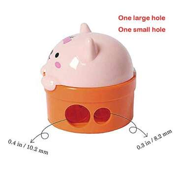 SZJHXIN Pencil Sharpener, Pack of 4 Pencil Sharpener Manual Cute Cartoon Bear Colored Hand Held Pencil Sharpeners with Lid, Double Holes for Kids and School Plastic Cute Pencil Sharpener