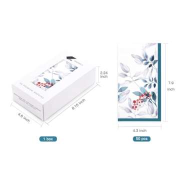 WRAPAHOLIC 50Pcs Christmas Guest Napkins - 3 Ply Watercolor Holly Disposable Guest Napkin for Christ...
