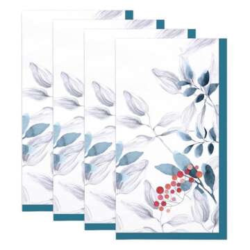 WRAPAHOLIC 50Pcs Christmas Guest Napkins - 3 Ply Watercolor Holly Disposable Guest Napkin for Christmas Party Supplies Tableware, Xmas Holiday Party Decorative Towels - 4.3 x 7.9 In