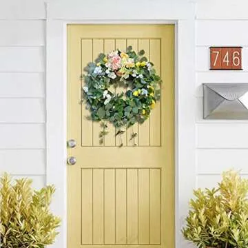 WANNA-CUL 24 Inch Spring Summer Hydrangea Wreath