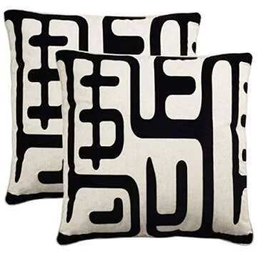 SAFAVIEH 24-Inch Maize Black Throw Pillows Set of 2