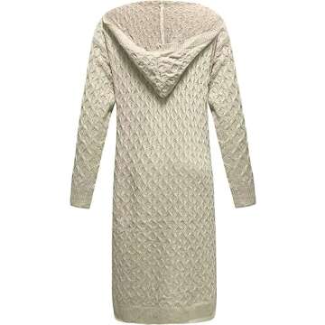 Women's Warm Solid Color Jacket Long Soft Long-Sleeved Knitted Sweater Thick Hooded Plus Size Cardigan Women's Clothing (Small,White)