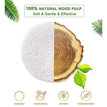 50-Count Compressed Facial Sponges for Daily Cleansing and Gentle Exfoliating, 100% Natural Cellulos...