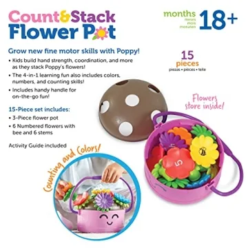 Learning Resources Poppy Count & Stack Flower Pot for Toddlers
