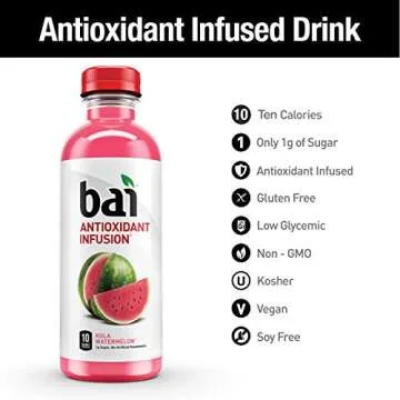Bai Flavored Water, Kula Watermelon, Antioxidant Infused Drinks, 18 Fluid Ounce Bottle (Pack of 12)