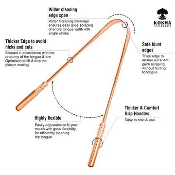 Kosha Ayurveda Copper Tongue Scraper Cleaner | Perfect Surgical Tongue Scraper | Best Remedy for Bad...