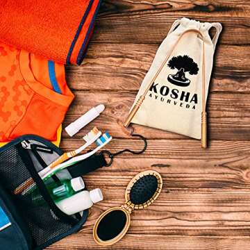Kosha Ayurveda Copper Tongue Scraper Cleaner | Perfect Surgical Tongue Scraper | Best Remedy for Bad Breath | Maintains Oral Hygiene | Thick Safe Blunt Edges | Flexible Handle and Comfortable Grip
