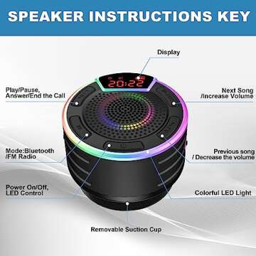 BassPal Bluetooth Speakers with Waterproof and Light Show
