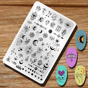 Starry Star Moon Design Stamping Plates Nail Art Kit - 2 Large Templates for Cosmic Designs