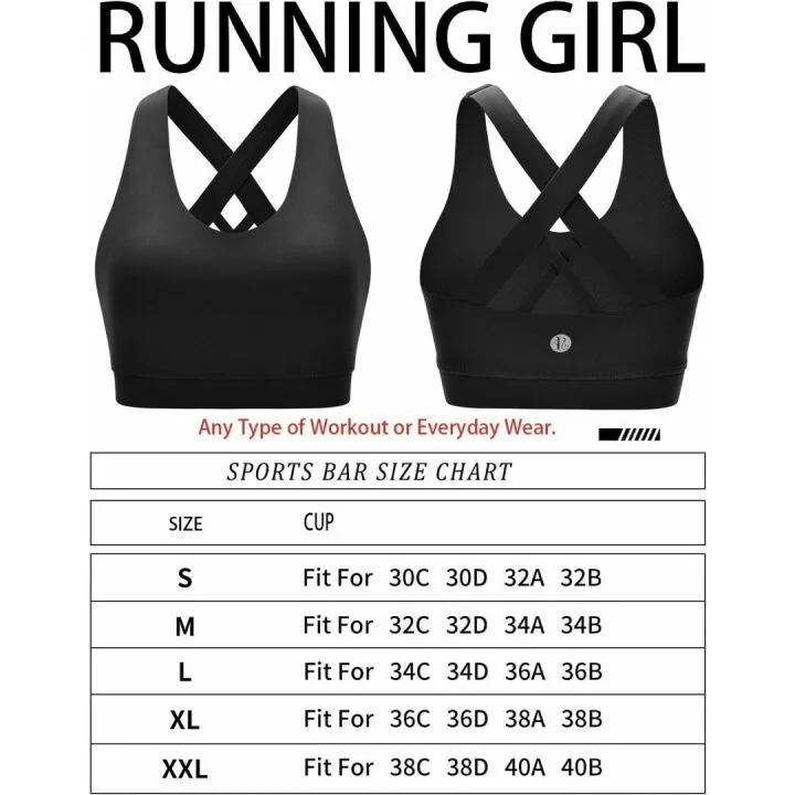 RUNNING GIRL Criss-Cross Sports Bra - Padded Support