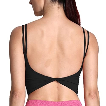 Aoxjox Women's Stylish Backless Yoga Top - Low Support Fitness Bra in Black
