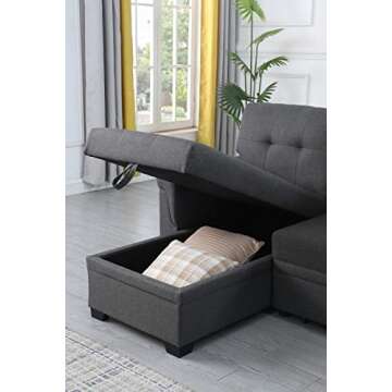 Lilola Home Lucca Sectional Sleeper Sofa - Versatile Sleeper Couch & Sofa Bed with Storage - Comfortable Couch with Storage, Small Sleeper Sofa counch