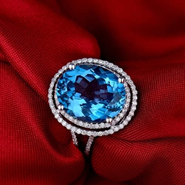 Bcughia Engagement Ring 8.9ct Blue Topaz 18K White Gold