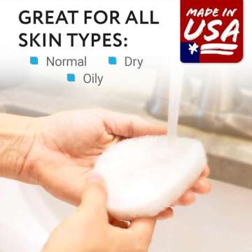 IMPRESA 10 Pack Facial Sponge for Daily Deep Cleansing and Regular Exfoliating - Regular Buff Style Exfoliating Pads Puf for Removing Dead Skin, Dirt & Makeup - Normal to Oily - Made in The USA