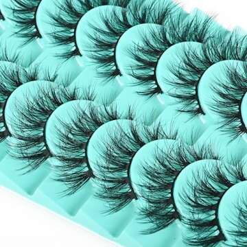 APCYUST Mink Lashes Wispy Eyelashes 10 Pair Natural Fake Lash Pack Fluffy Lashes False Short Strips Eyelash Reusable 3D Cat Eye Pestañas Cluster Set that Looks Like Extensions for Daily Makeup