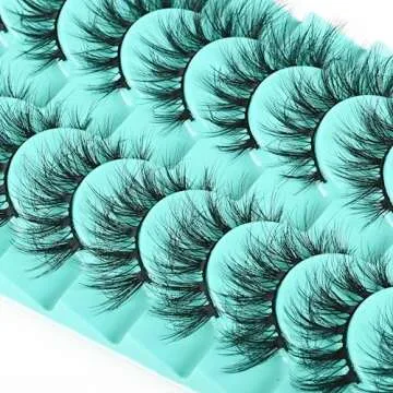 APCYUST Mink Lashes Wispy Eyelashes 10 Pair Natural Fake Lash Pack Fluffy Lashes False Short Strips Eyelash Reusable 3D Cat Eye Pestañas Cluster Set that Looks Like Extensions for Daily Makeup