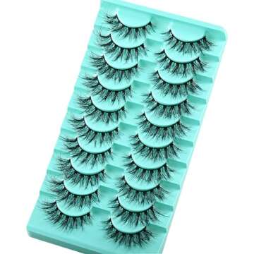APCYUST Mink Lashes Wispy Eyelashes 10 Pair Natural Fake Lash Pack Fluffy Lashes False Short Strips Eyelash Reusable 3D Cat Eye Pestañas Cluster Set that Looks Like Extensions for Daily Makeup