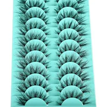 APCYUST Mink Lashes Wispy Eyelashes 10 Pair Natural Fake Lash Pack Fluffy Lashes False Short Strips Eyelash Reusable 3D Cat Eye Pestañas Cluster Set that Looks Like Extensions for Daily Makeup