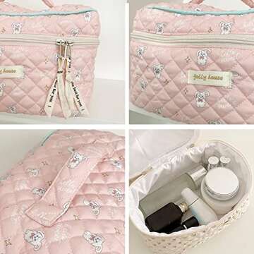 Juoxeepy Quilted Cotton Makeup Bag for Travel & Gifts
