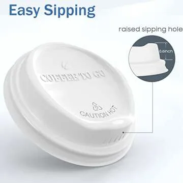 MRcup [80 Packs] 12oz Insulated Triple Wall Disposable Coffee Cups with Lids and Straws, PerfectTouch Leakfree Anti-slip Anti-spill Togo Hot & Cold Reusable Paper Cups, Black and White