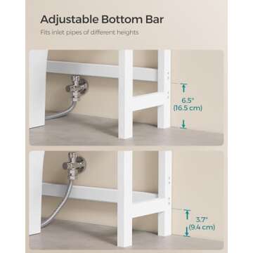 SONGMICS Over The Toilet Storage, 3-Tier Over Toilet Bathroom Organizer with Adjustable Shelf, Fit Most Toilets, Space-Saving, Cloud White UBTS01WT