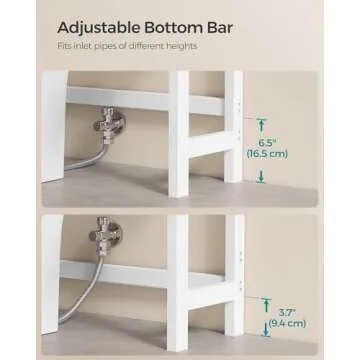 SONGMICS Over The Toilet Storage, 3-Tier Over Toilet Bathroom Organizer with Adjustable Shelf, Fit Most Toilets, Space-Saving, Cloud White UBTS01WT