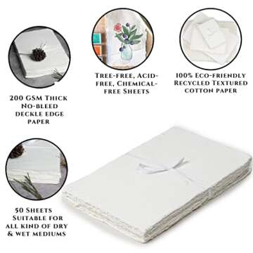 Premium Rough Watercolor Paper - 50 Sheets by Leather Village